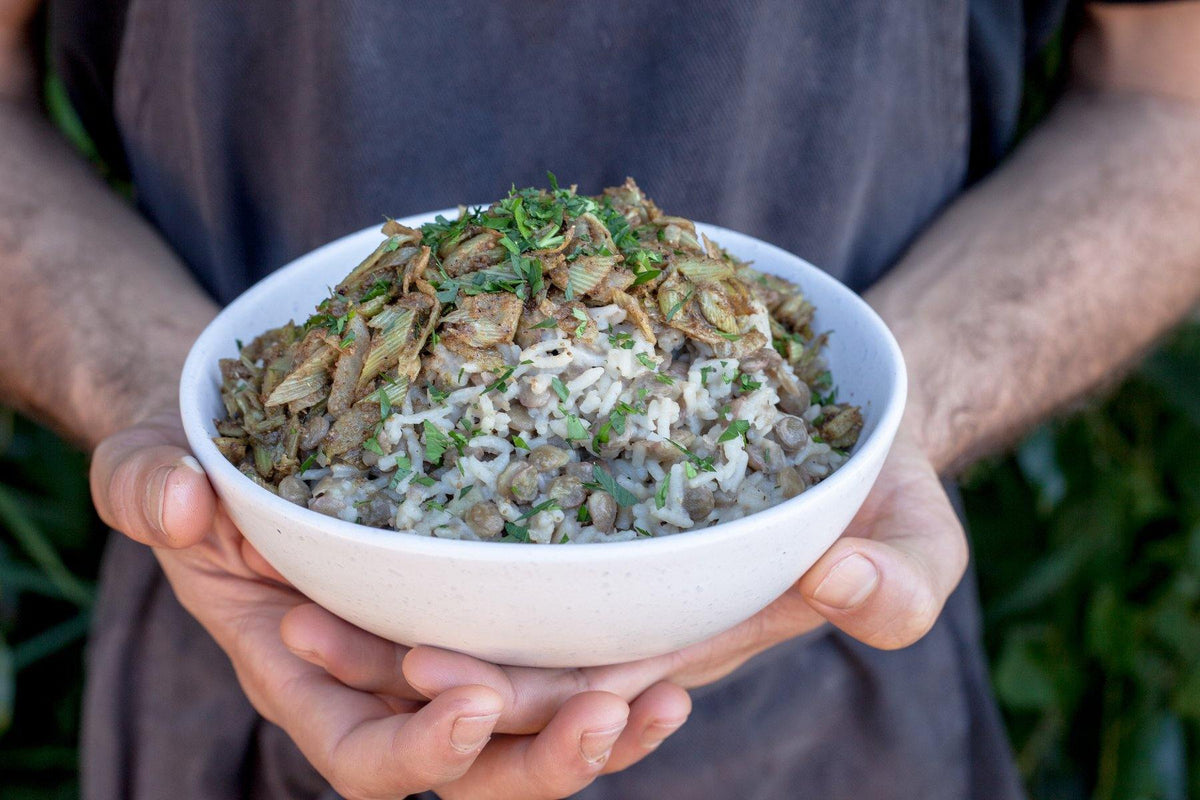 Mujadara (Lebanese Green Lentils &amp; Rice With Caramelised Onion) — Santos Organics