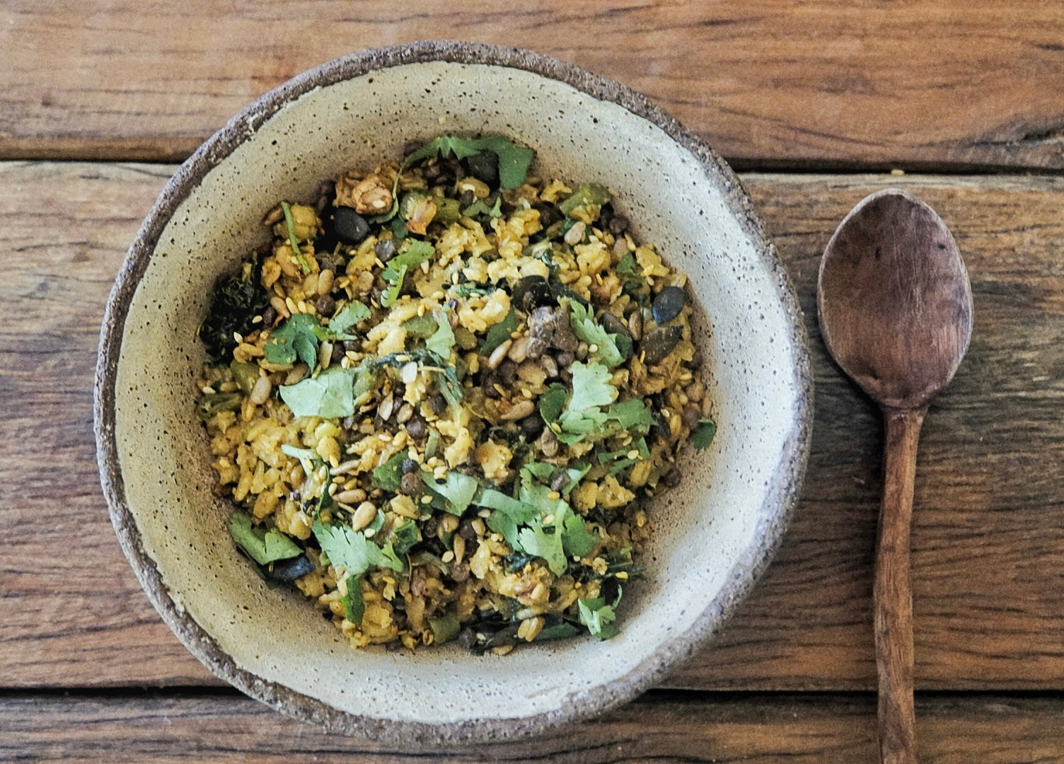 Savoury South Indian Oats with Kale and Green Beans