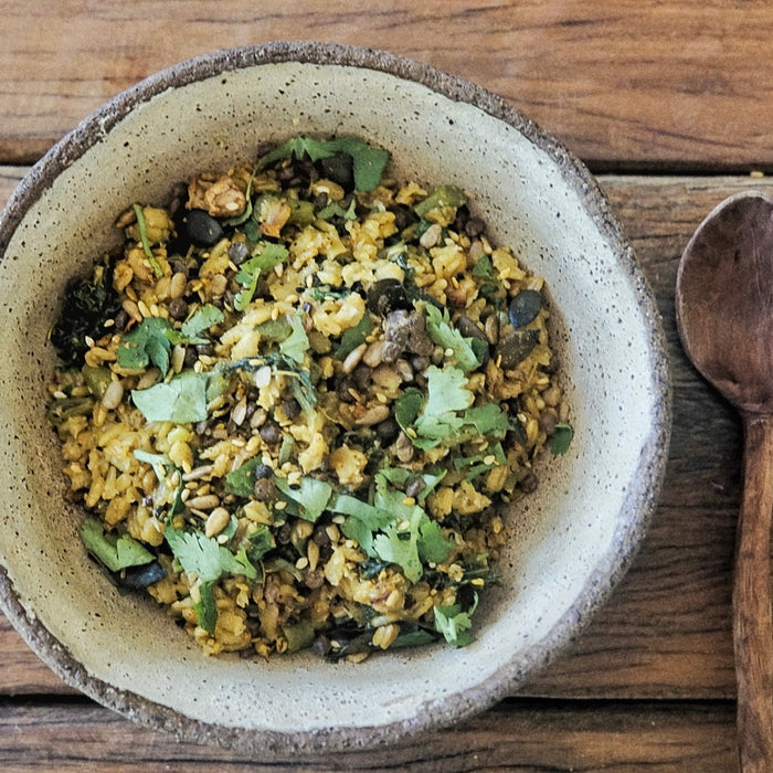 Savoury South Indian Oats with Kale and Green Beans