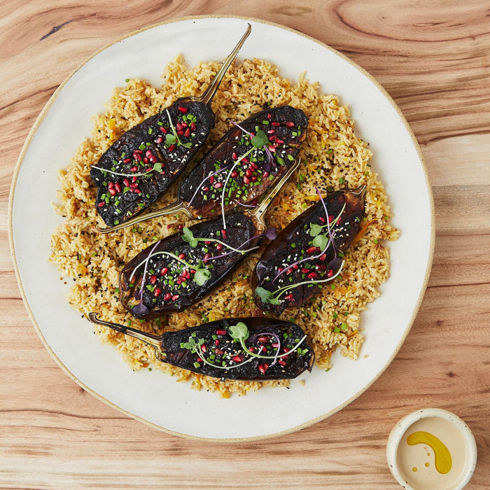 Miso-glazed Eggplant with Spiced Basmati Rice