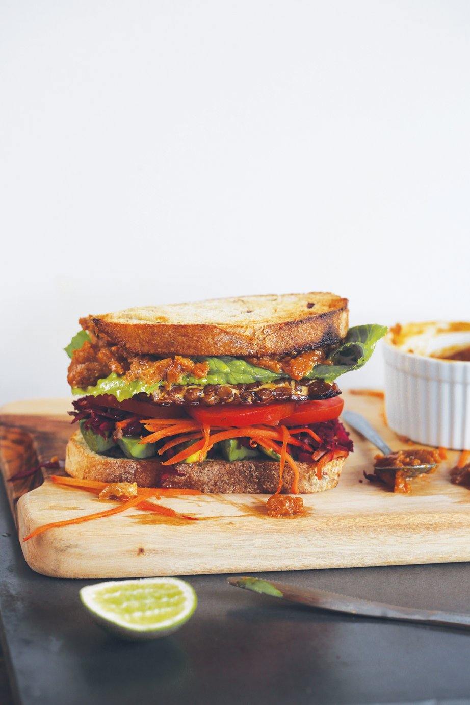 Tempeh Burger with Quick Peanut Satay — Santos Organics
