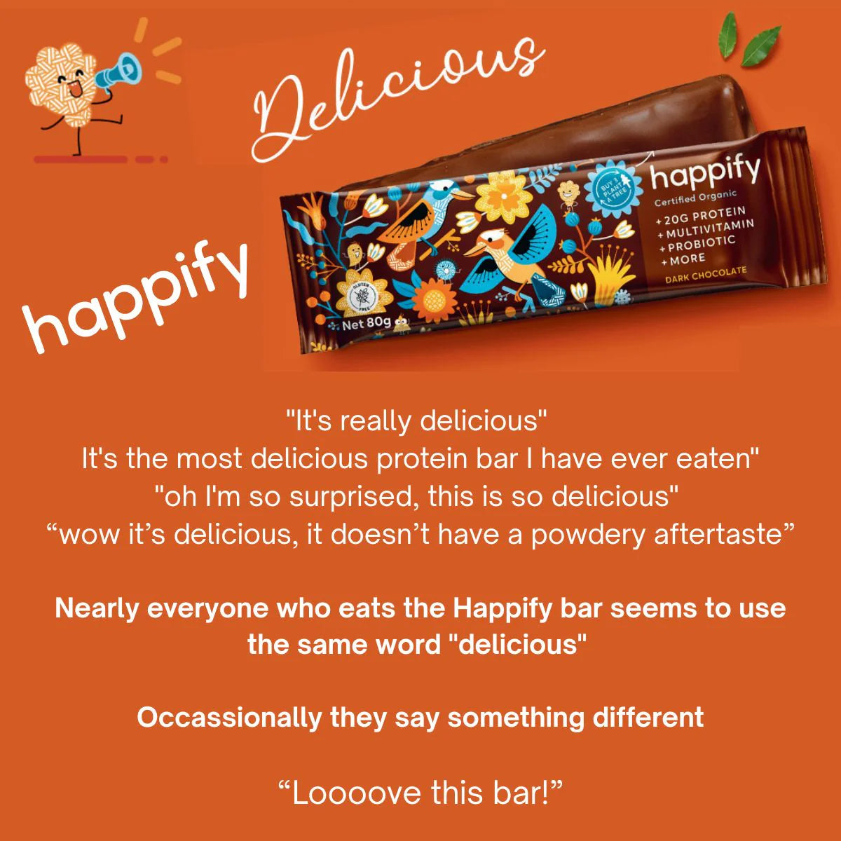 Happify Dark Chocolate Protein Bar 80g