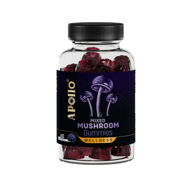 Apollo Nutraceuticals Mixed Mushroom Gummies 60 pack, grape flavour, ten mushroom extracts