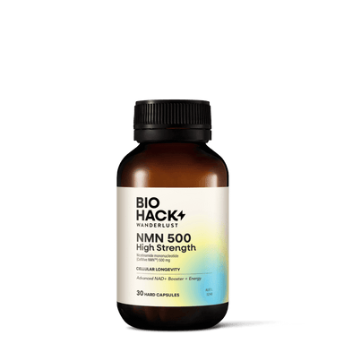 BioHack Wanderlust NMN 500 High Strength 30 capsules, ARTG-listed, CellVive NMN, made in Australia