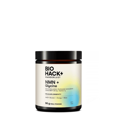 BioHack Wanderlust NMN + Glycine Powder 90g, ARTG-listed, CellVive NMN and glycine, made in Australia