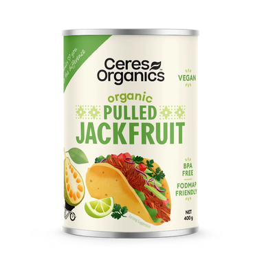 Ceres Organics Organic Pulled Jackfruit 400g tin, pre-shredded plant-based meat alternative, product of Sri Lanka