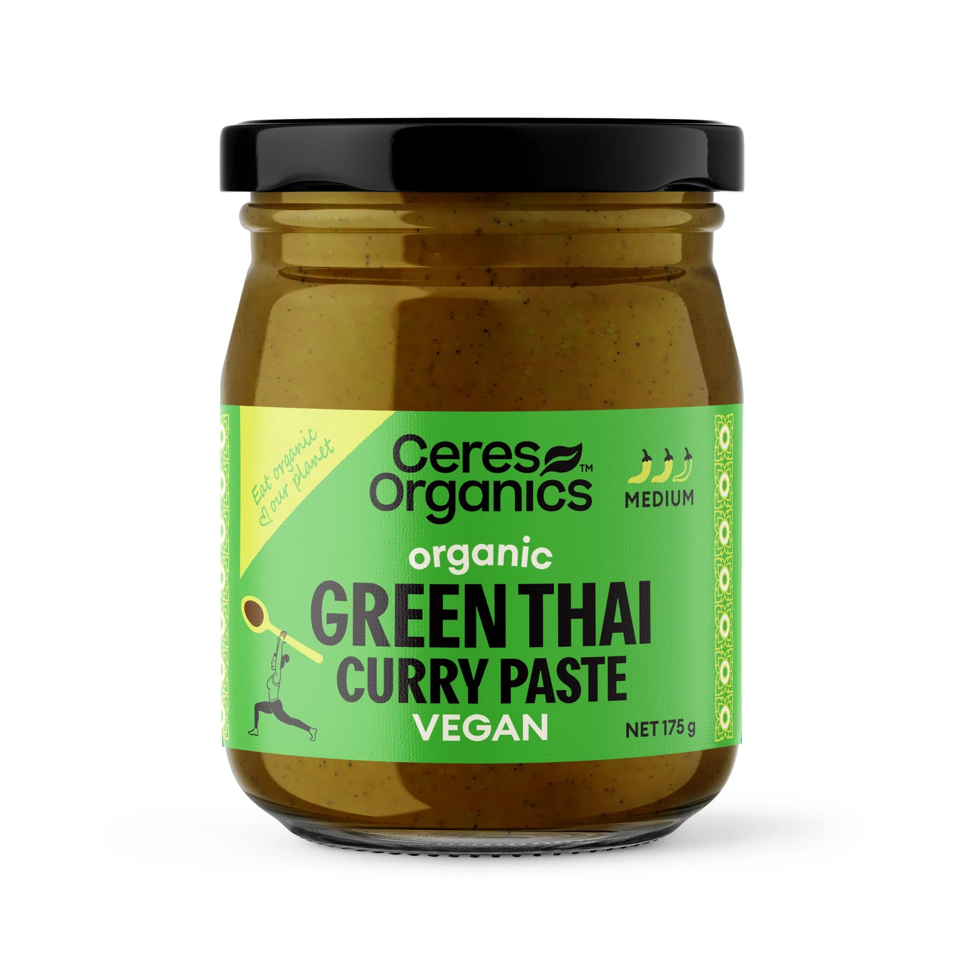 Ceres Organics Organic Green Thai Curry Paste 175g jar, medium heat, vegan, GE-free, made in Sri Lanka