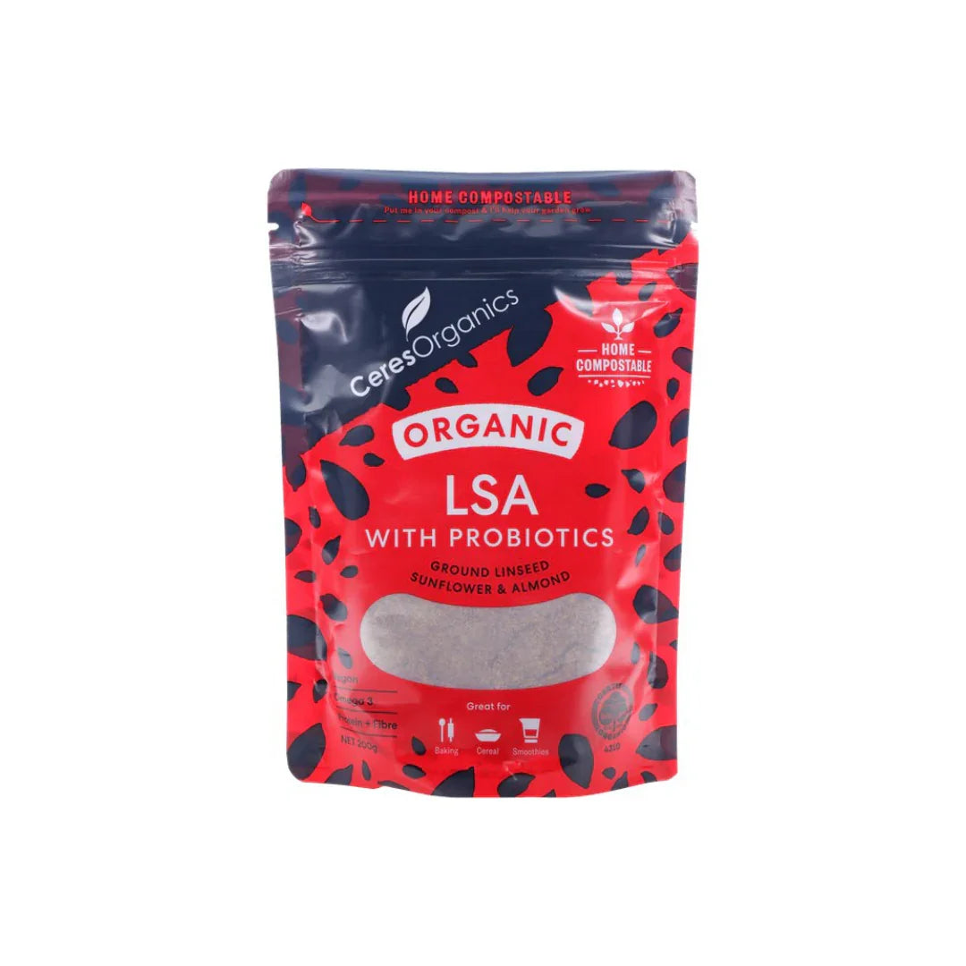Ceres Organics LSA with Probiotics 200g, certified organic ground linseed sunflower almond
