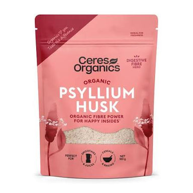 Ceres Organics Organic Psyllium Husks 180g, 80% dietary fibre by weight, FODMAP friendly, single ingredient
