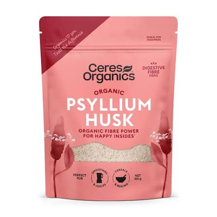Ceres Organics Organic Psyllium Husks 180g, 80% dietary fibre by weight, FODMAP friendly, single ingredient