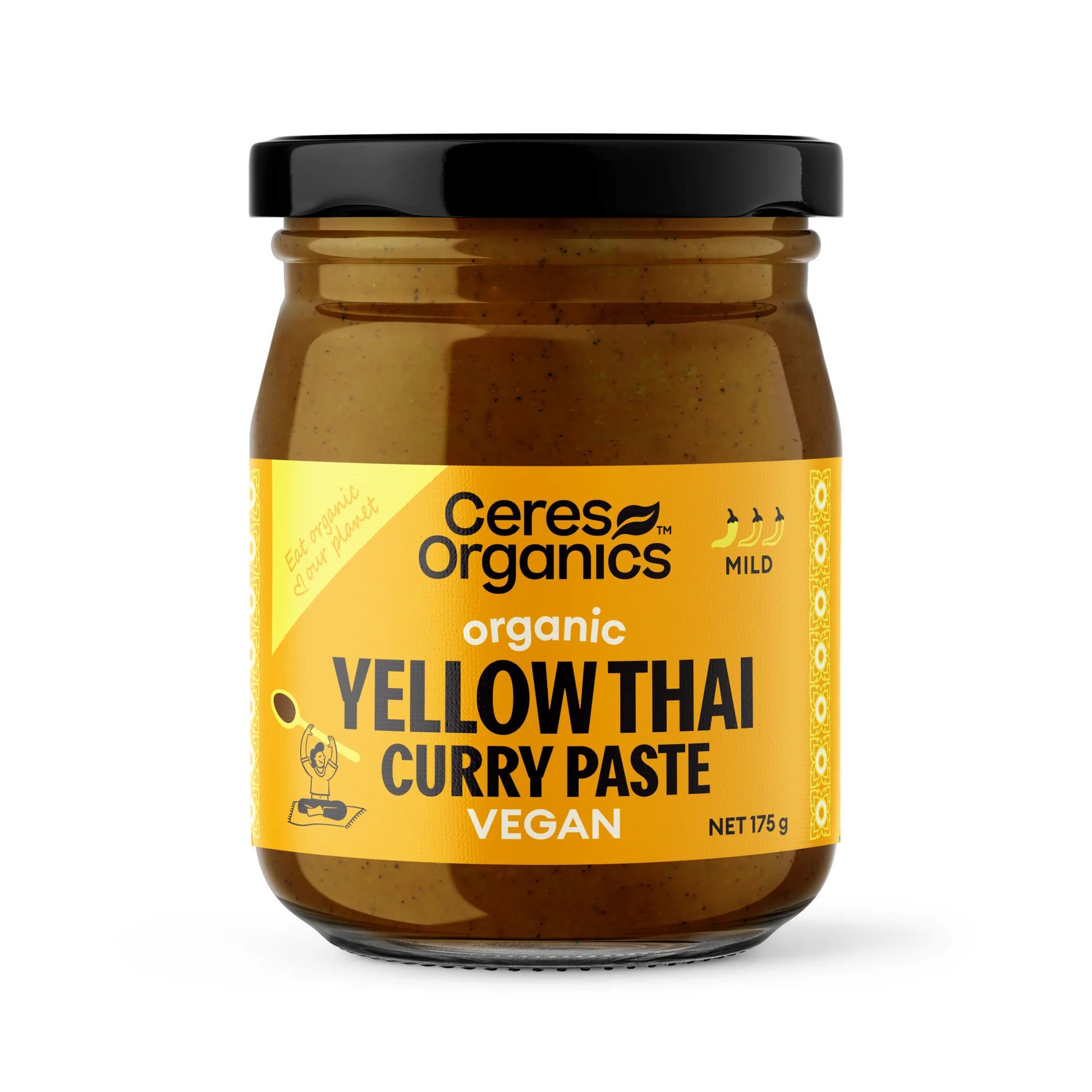 Ceres Organics Organic Yellow Thai Curry Paste 175g jar, mild, vegan, GE-free, made in Sri Lanka