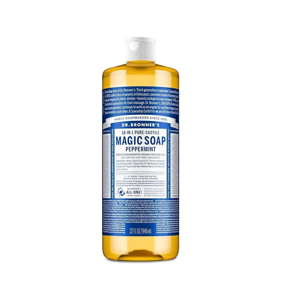 Dr Bronner's Castile Liquid Soap Peppermint 946ml