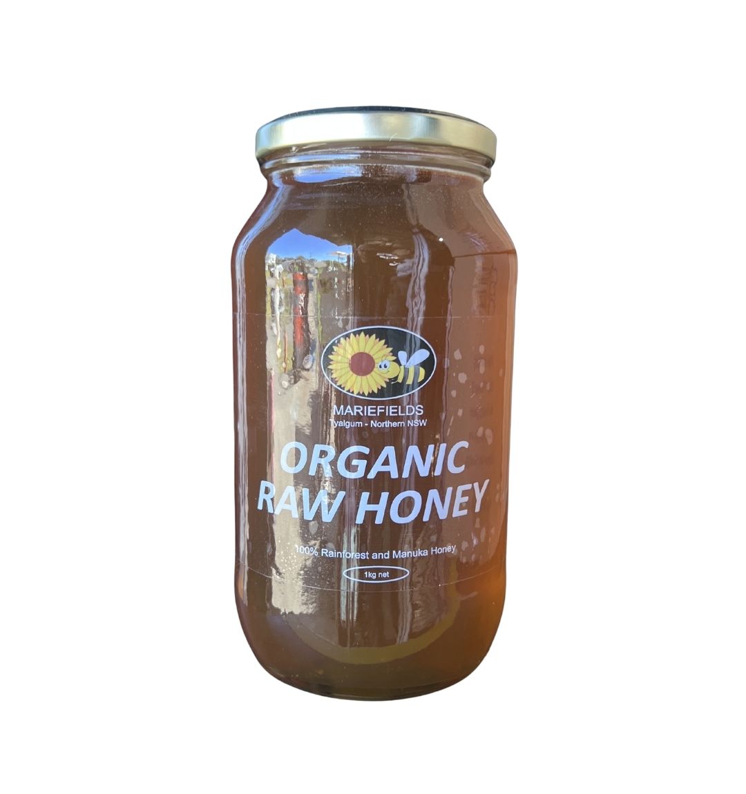 Mariefields Certified Organic Rainforest Honey 1kg jar, Tyalgum Northern Rivers NSW