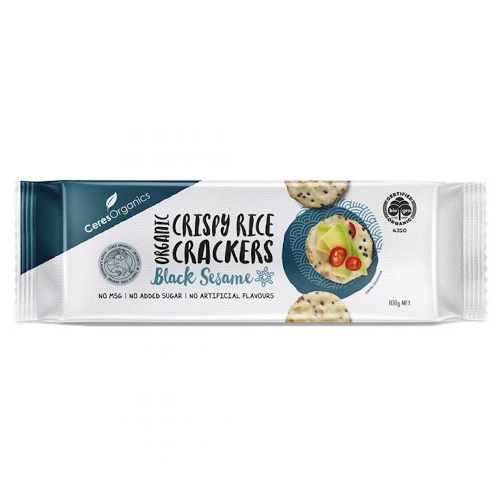 Ceres Organics Crispy Rice Crackers Black Sesame 100g