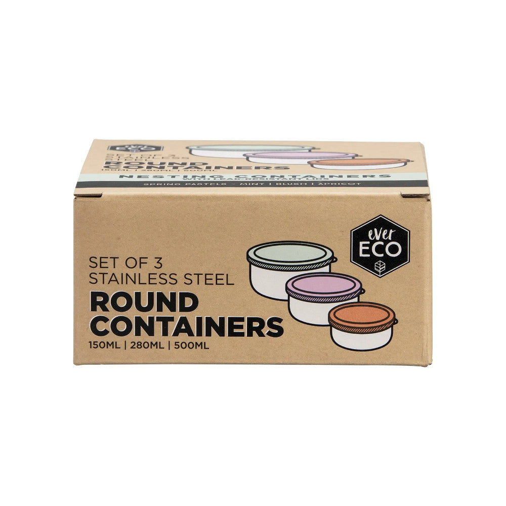 Ever Eco Stainless Steel Round Nesting Containers Spring Pastels 3pk