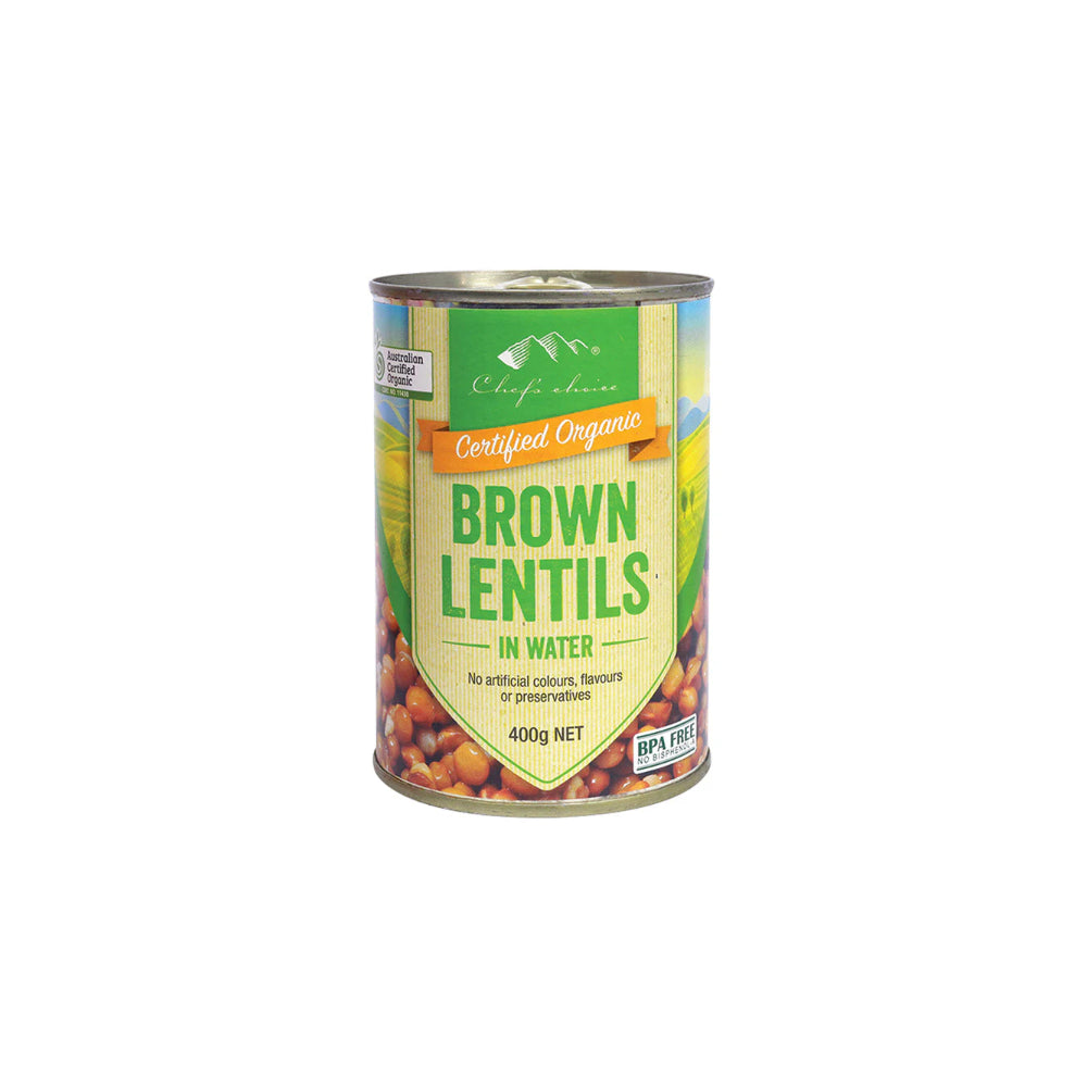 Chef's Choice Certified Organic Brown Lentils in Water 400g