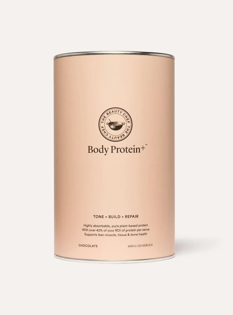 The Beauty Chef Body Protein+ Chocolate 600g, bio-fermented plant protein powder, 21.1g per serve
