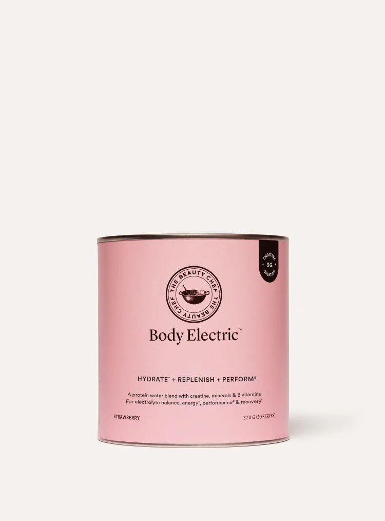 The Beauty Chef Body Electric Strawberry protein water powder 320g, creatine electrolytes B vitamins
