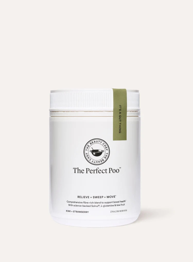 The Beauty Chef The Perfect Poo dietary fibre blend 270g tub, kiwi strawberry flavour