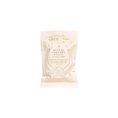 Loco Love Butter Caramel Pecan 30g chocolate bar, cinnamon maple roasted pecans, handcrafted Byron Bay