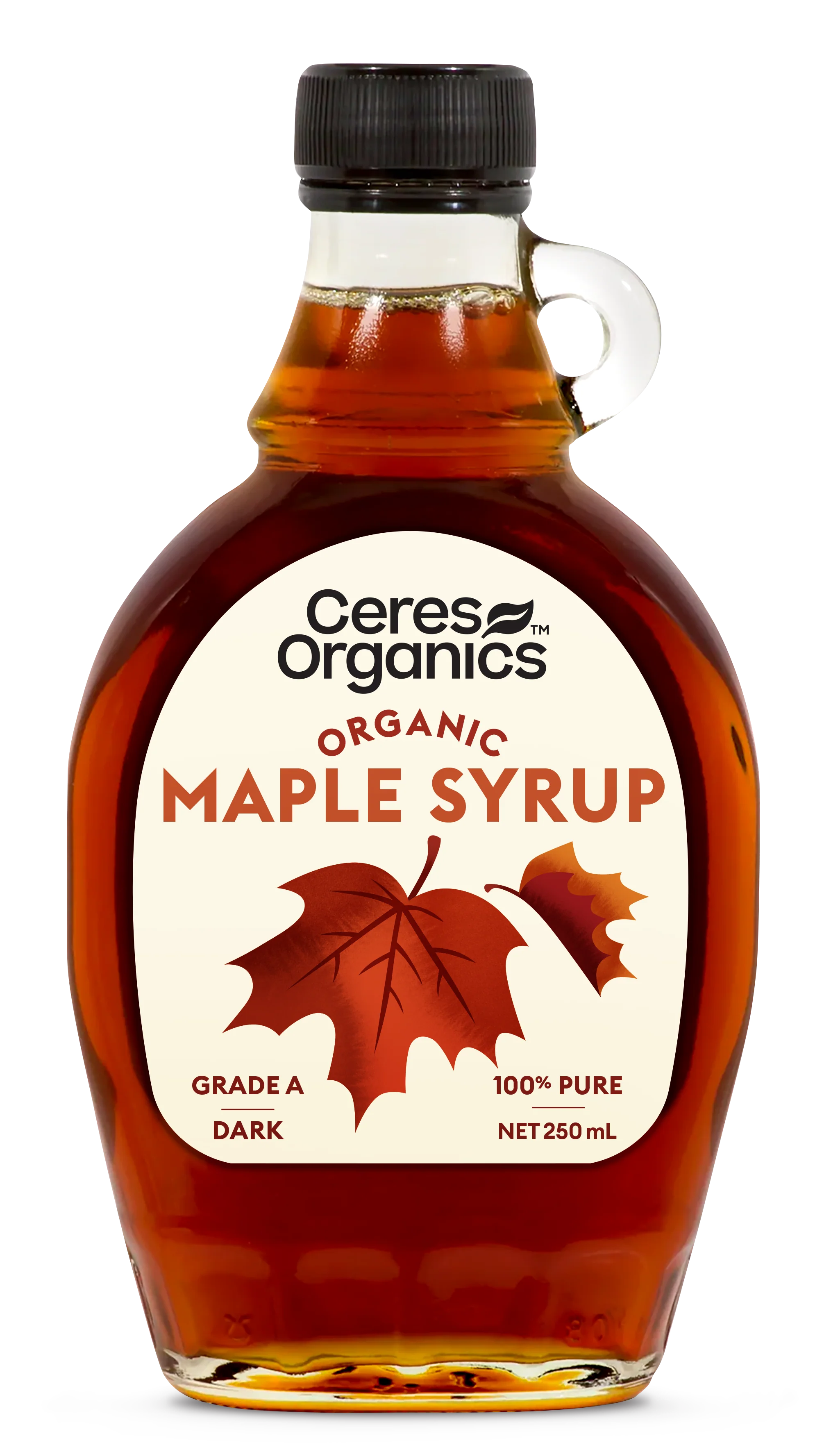 Ceres Organics Organic Maple Syrup 250ml bottle, Grade A dark, BioGro certified