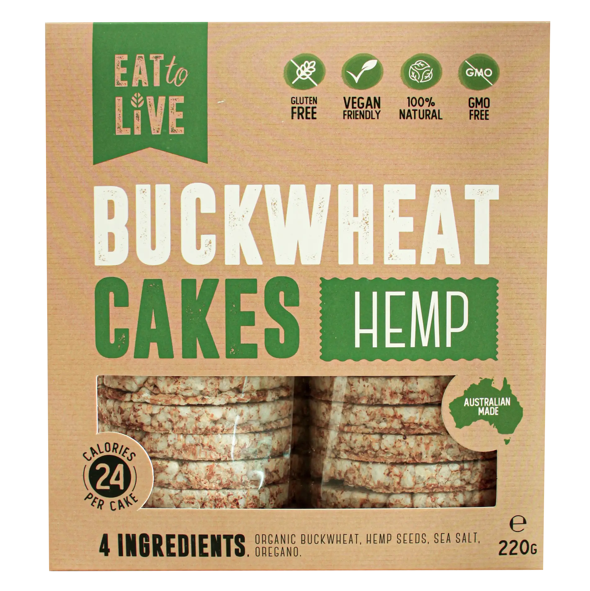 Eat to Live Buckwheat Cakes with Hemp 220g