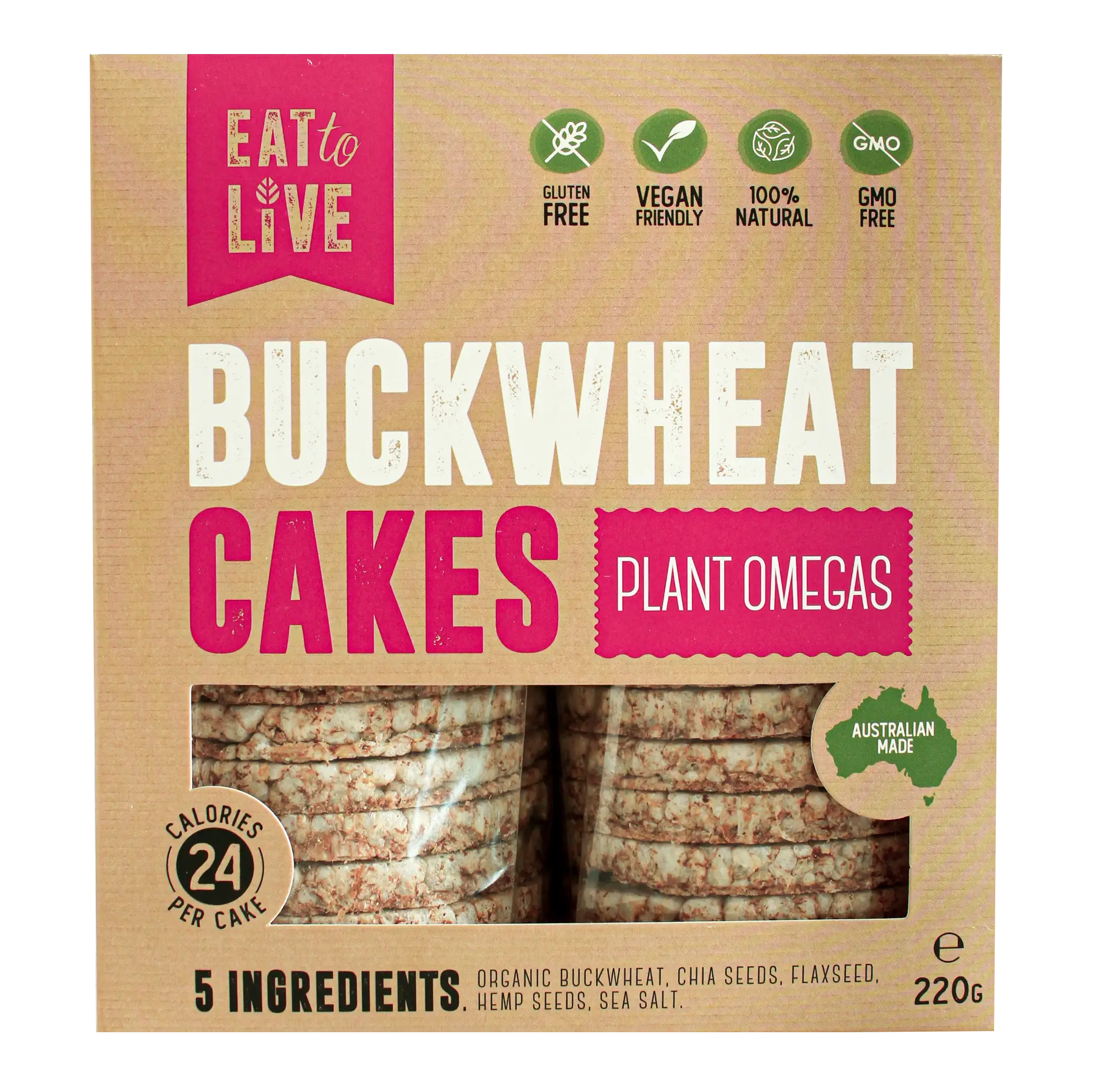 Eat To Live Buckwheat Cakes with Plant Omegas 220g