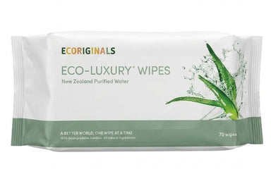 Ecoriginals Eco Luxury Baby Wipes Purified Water 70 pack, bamboo fibre, home compostable, made in New Zealand
