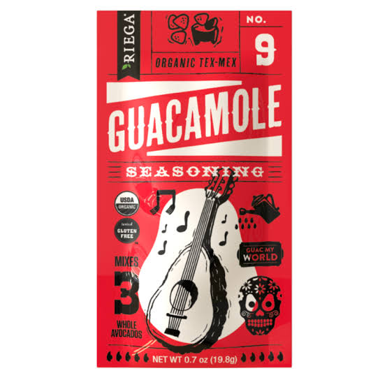 Riega Organic Guacamole Seasoning 25.5g pouch, USDA organic, seven spices, made in USA