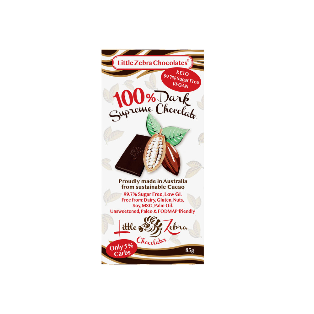 100% Dark Supreme Chocolate Little Zebra 85g