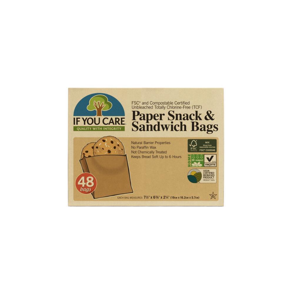 Paper Snack & Sandwich Bags 48pack - If You Care - Santos Organics