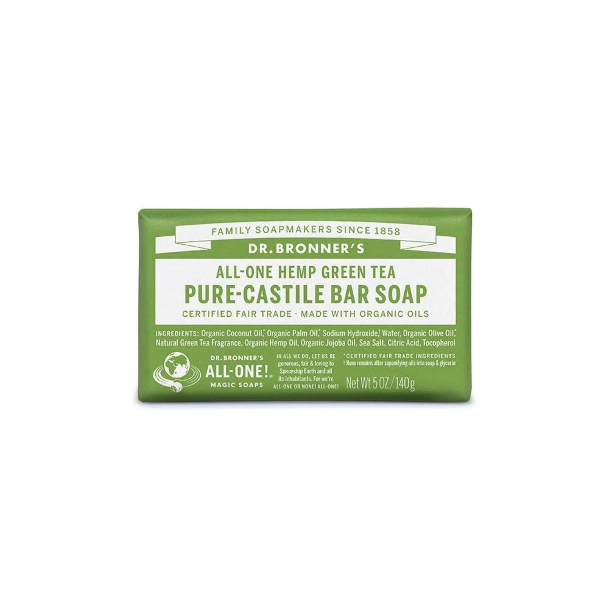 Hemp Castile Soap Bar Green Tea Dr Bronner's 140g - Santos Organics