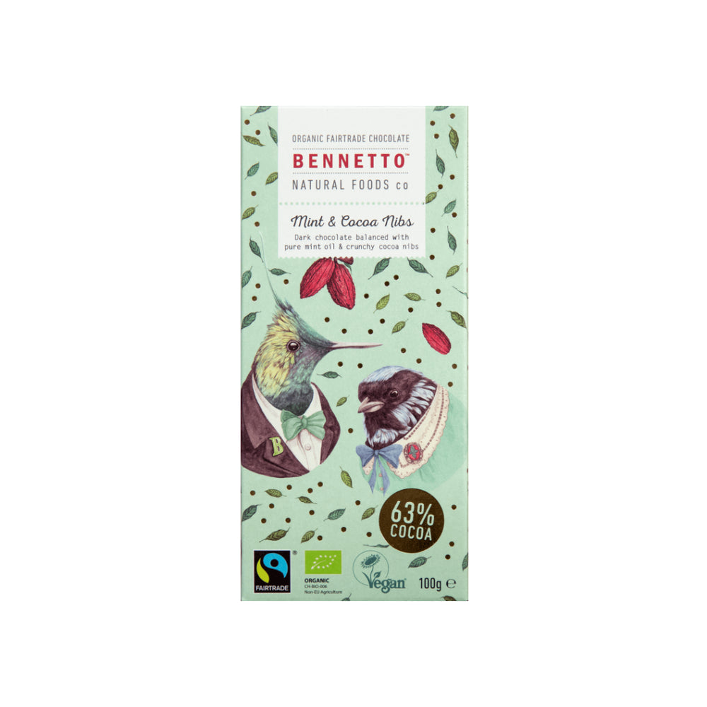 Mint & Cocoa Nibs Chocolate Bennetto 100g