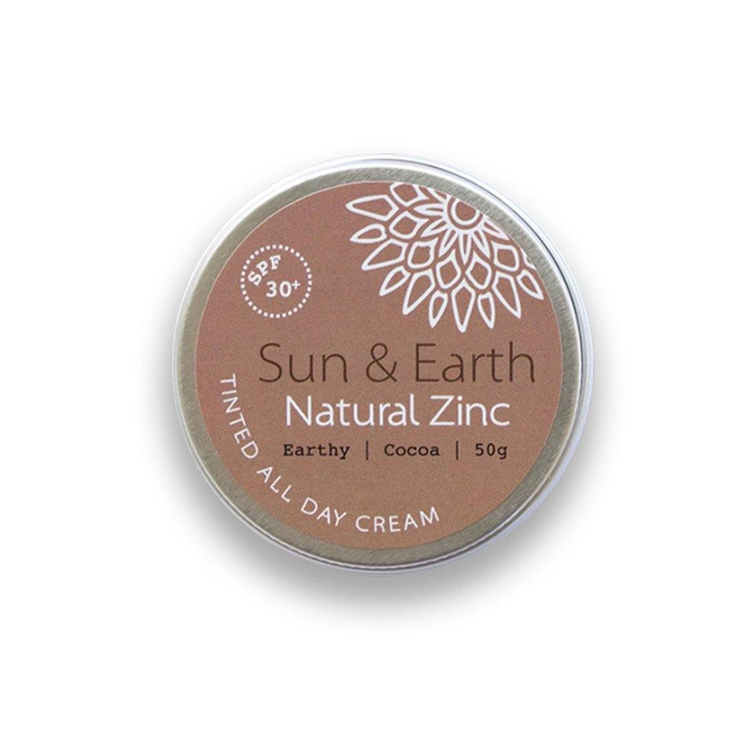 Natural Zinc - Earthy Cocoa 50g - Sun & Earth - Santos Organics