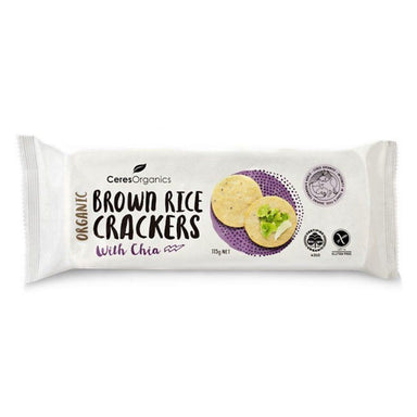 Organic Chia Brown Rice Crackers Ceres Organics 115g - Santos Organics