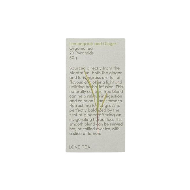 Organic Lemongrass & Ginger Pyramid Tea Bags 50g Love Tea