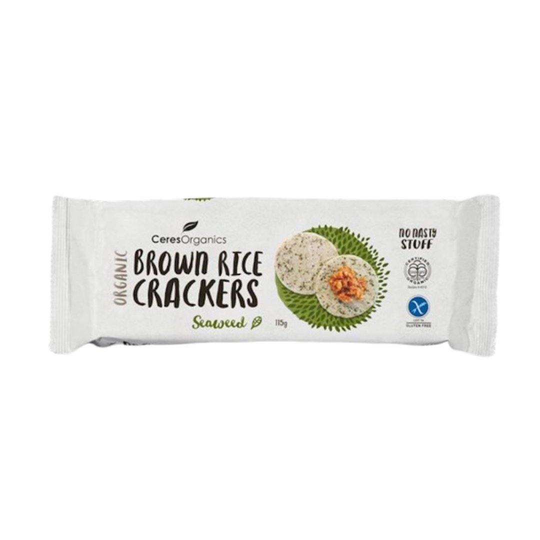 Organic Seaweed Brown Rice Crackers Ceres Organics 115g - Santos Organics