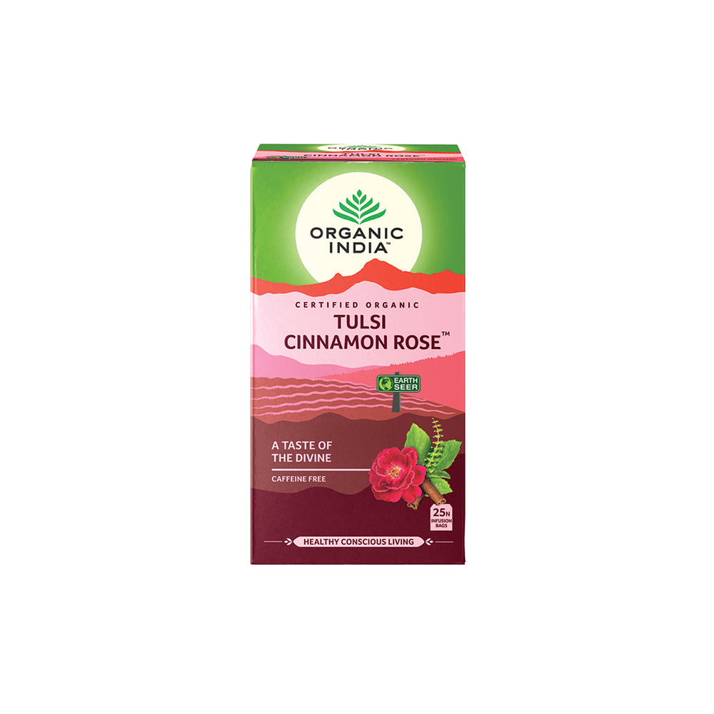 Organic Tulsi Cinnamon Rose 25 Tea Bags Organic India