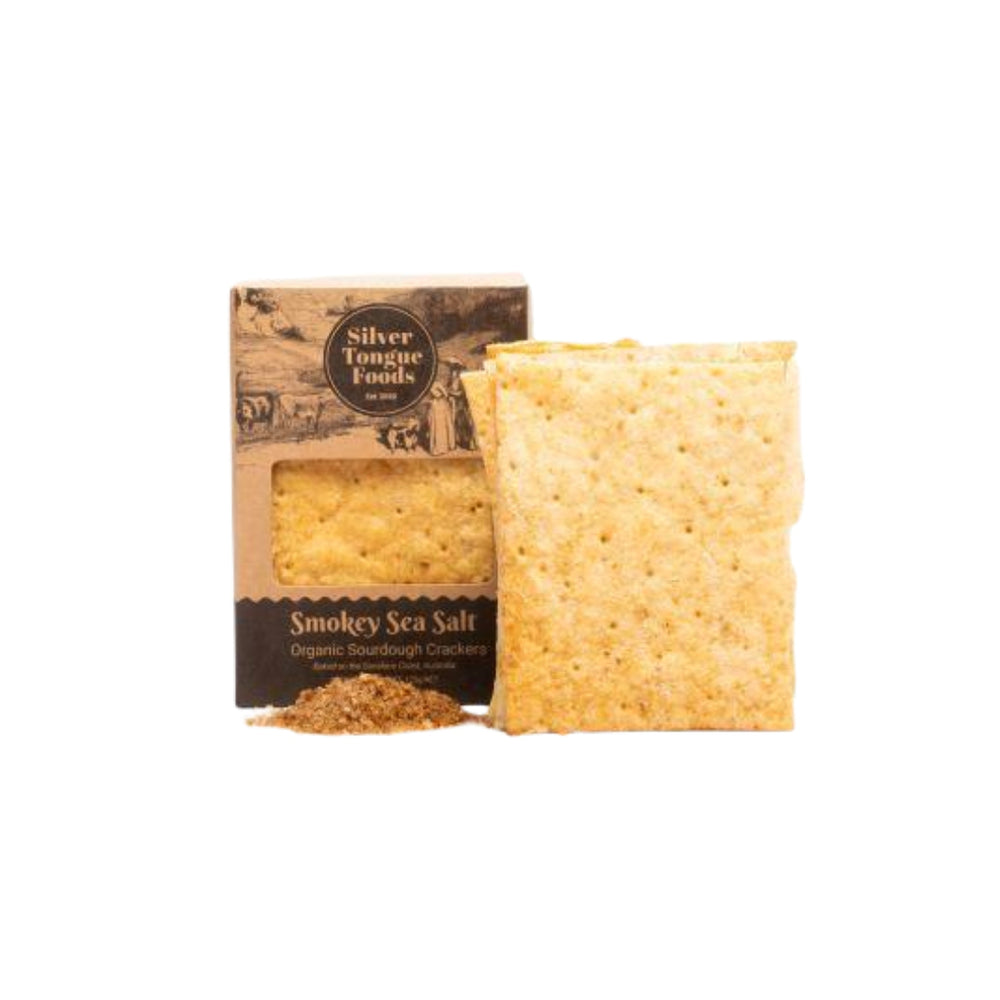Smokey Sea Salt Sourdough Crackers Silver Tongue Foods 125g